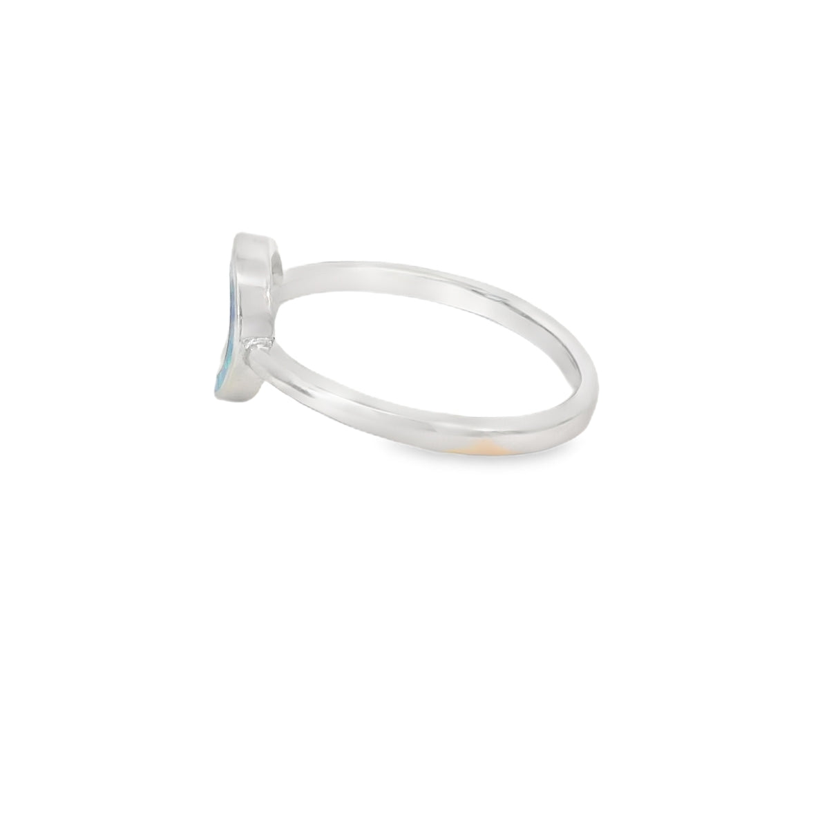 Blue Lab Opal Circle Sterling Silver Ring