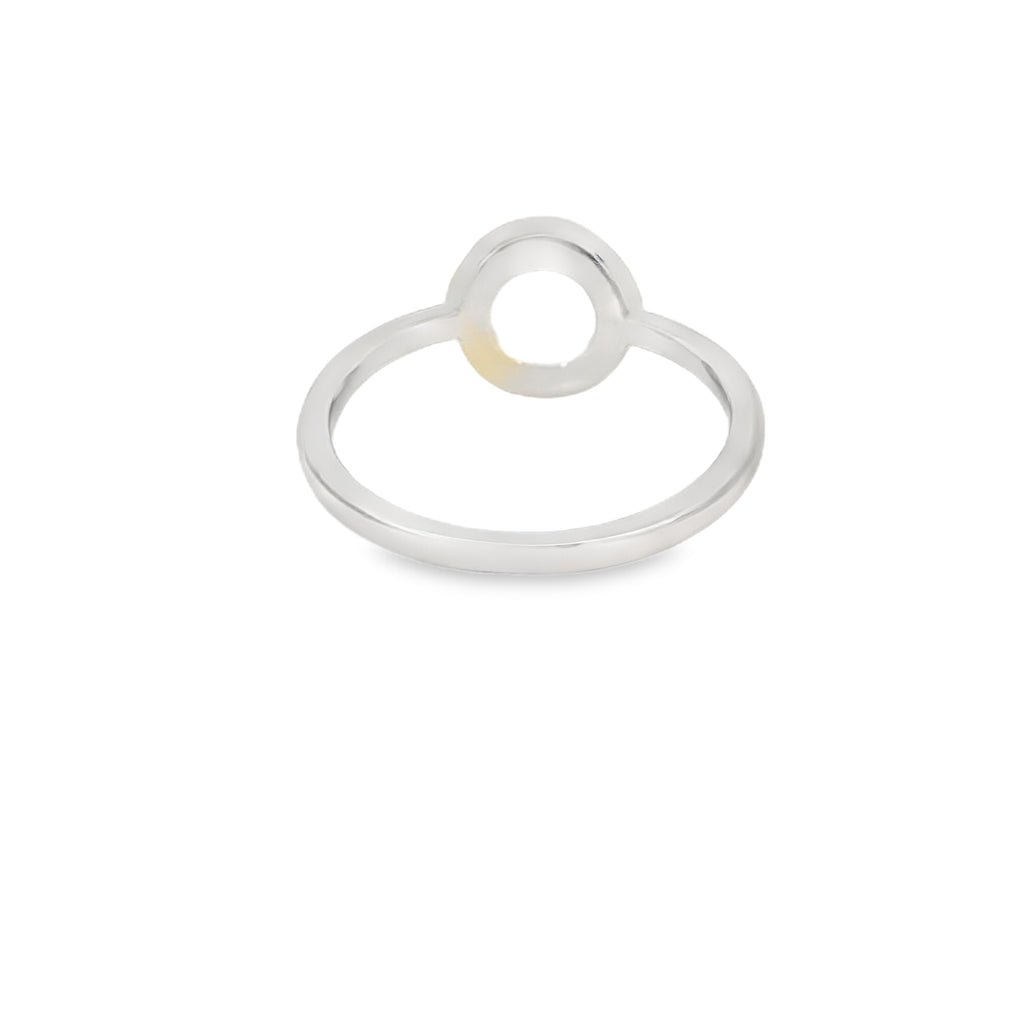 Blue Lab Opal Circle Sterling Silver Ring