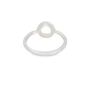 White Lab Opal Circle Sterling Silver Ring