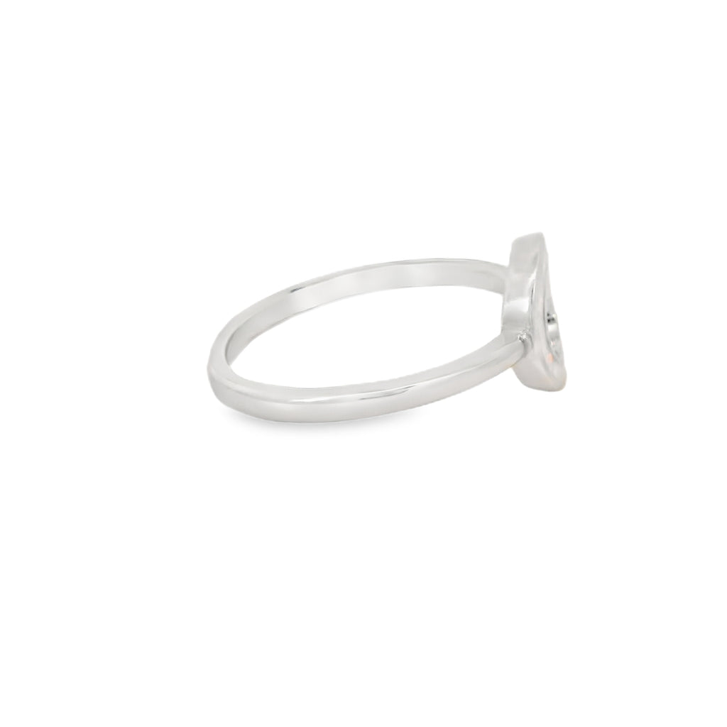 White Lab Opal Circle Sterling Silver Ring