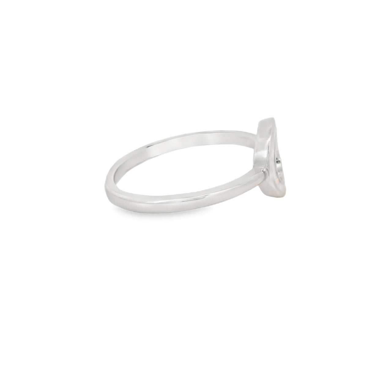 White Lab Opal Circle Sterling Silver Ring