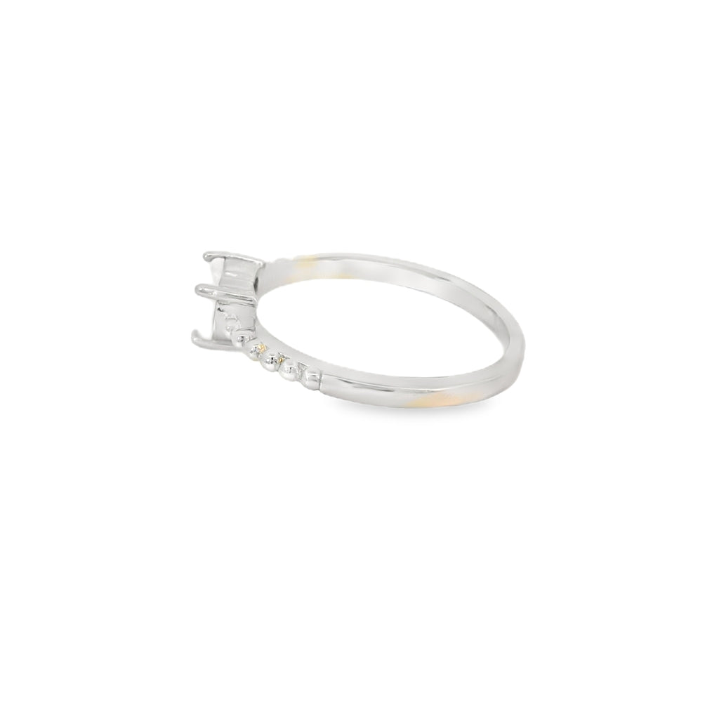 White lab opal heart sterling silver ring