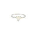 White lab opal heart sterling silver ring