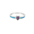 Blue Lab Opal Purple Cubic Zirconia Heart Ring