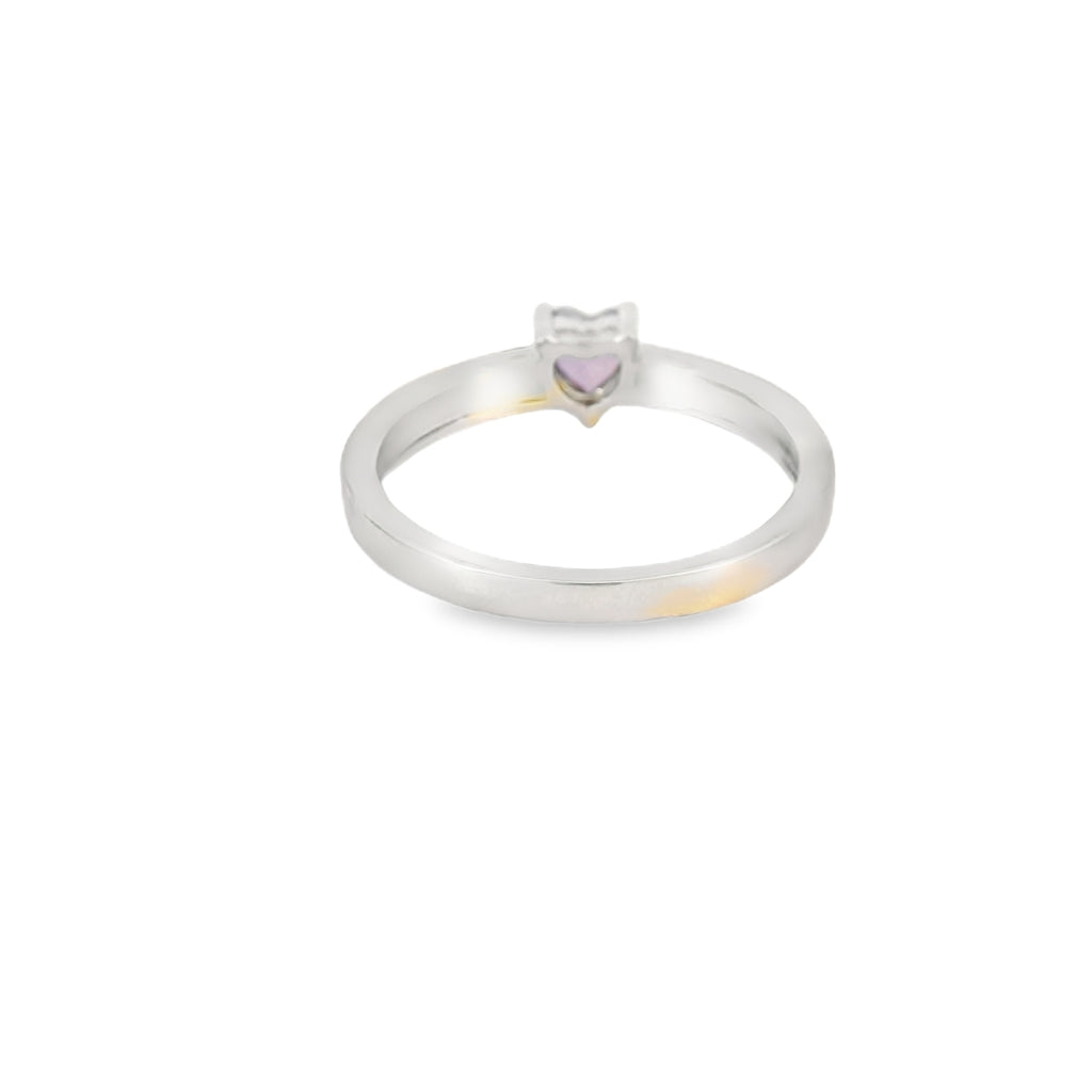 Blue Lab Opal Purple Cubic Zirconia Heart Ring
