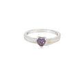 White Lab Opal Purple Cubic Zirconia Heart Ring