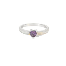 Load image into Gallery viewer, White Lab Opal Purple Cubic Zirconia Heart Ring