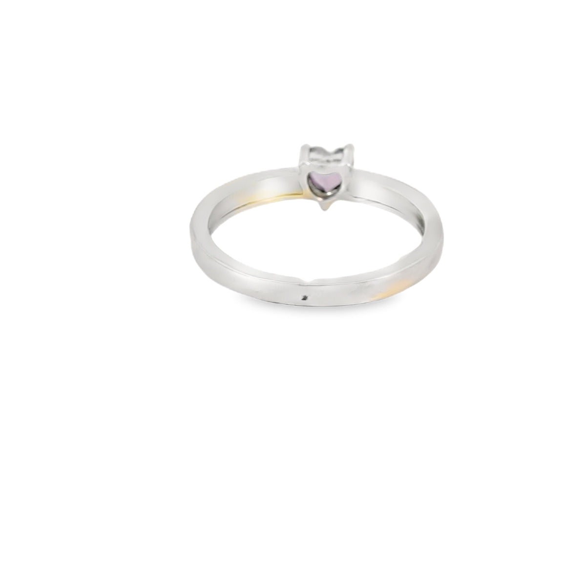 White Lab Opal Purple Cubic Zirconia Heart Ring