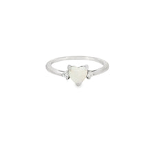 Load image into Gallery viewer, White lab opal heart cubic zirconia sterling silver ring