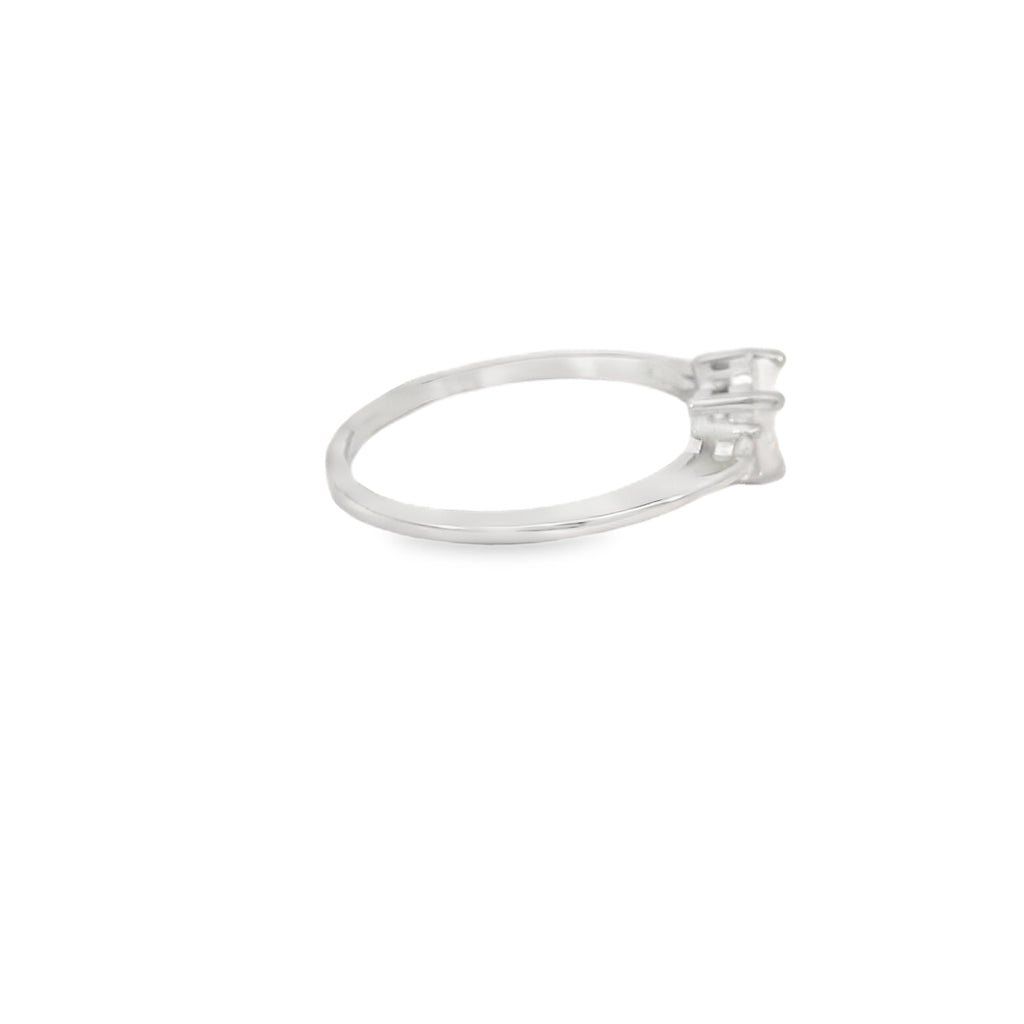White lab opal heart cubic zirconia sterling silver ring
