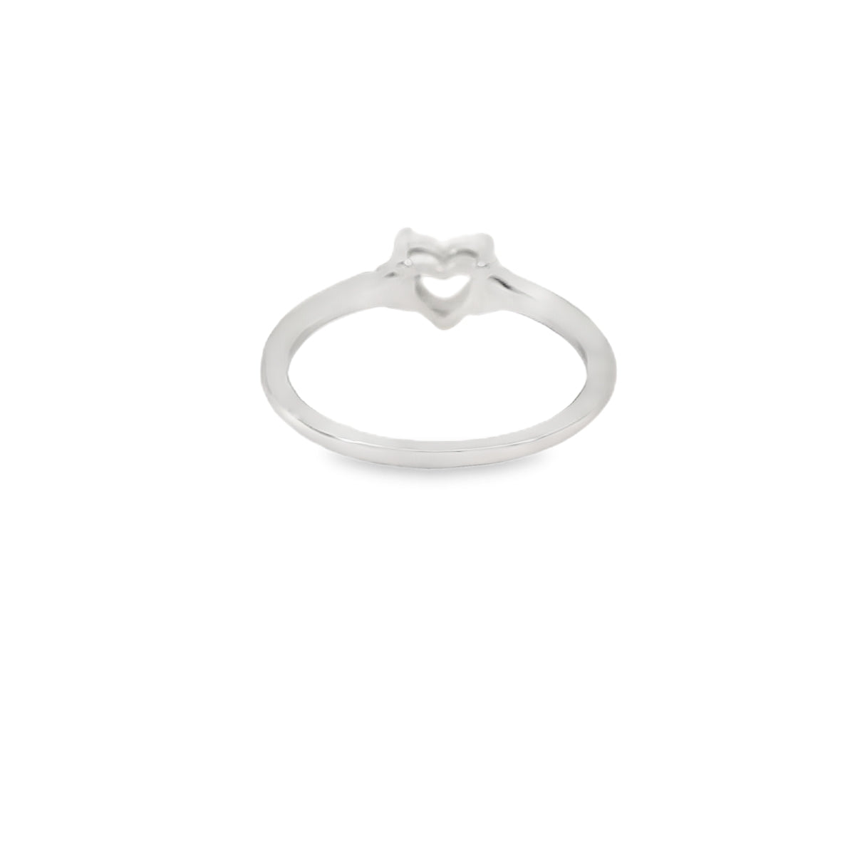 White lab opal heart cubic zirconia sterling silver ring