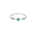 Blue Lab Opal Circles Sterling Silver Ring