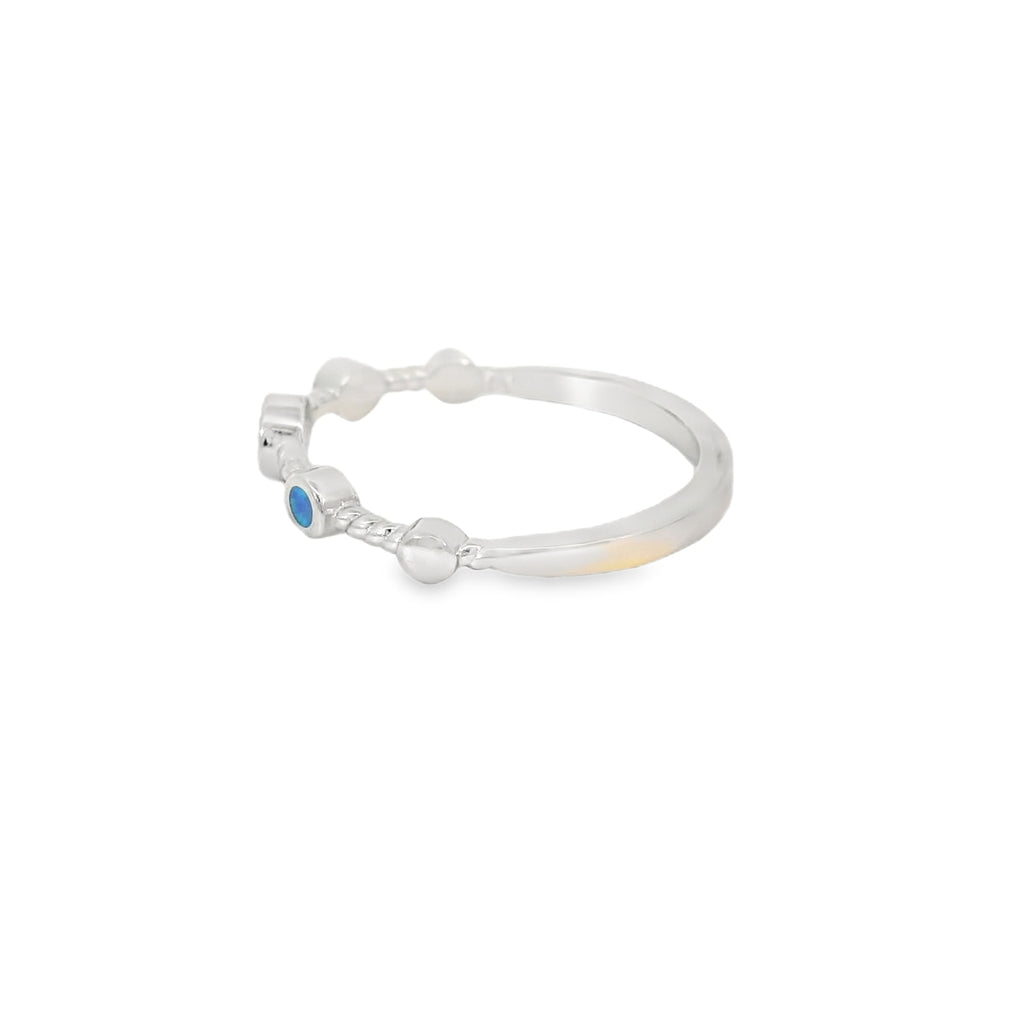 Blue Lab Opal Circles Sterling Silver Ring