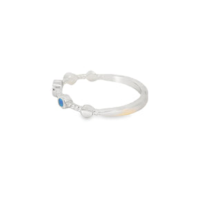 Blue Lab Opal Circles Sterling Silver Ring