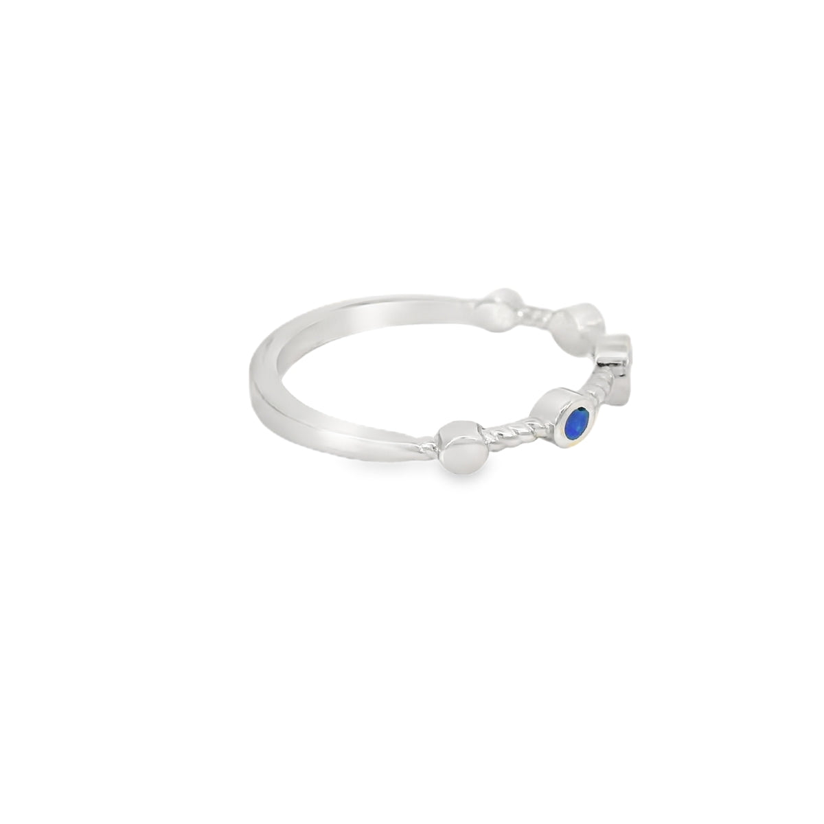 Blue Lab Opal Circles Sterling Silver Ring