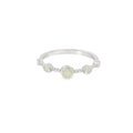 White Lab Opal Circles Sterling Silver Ring