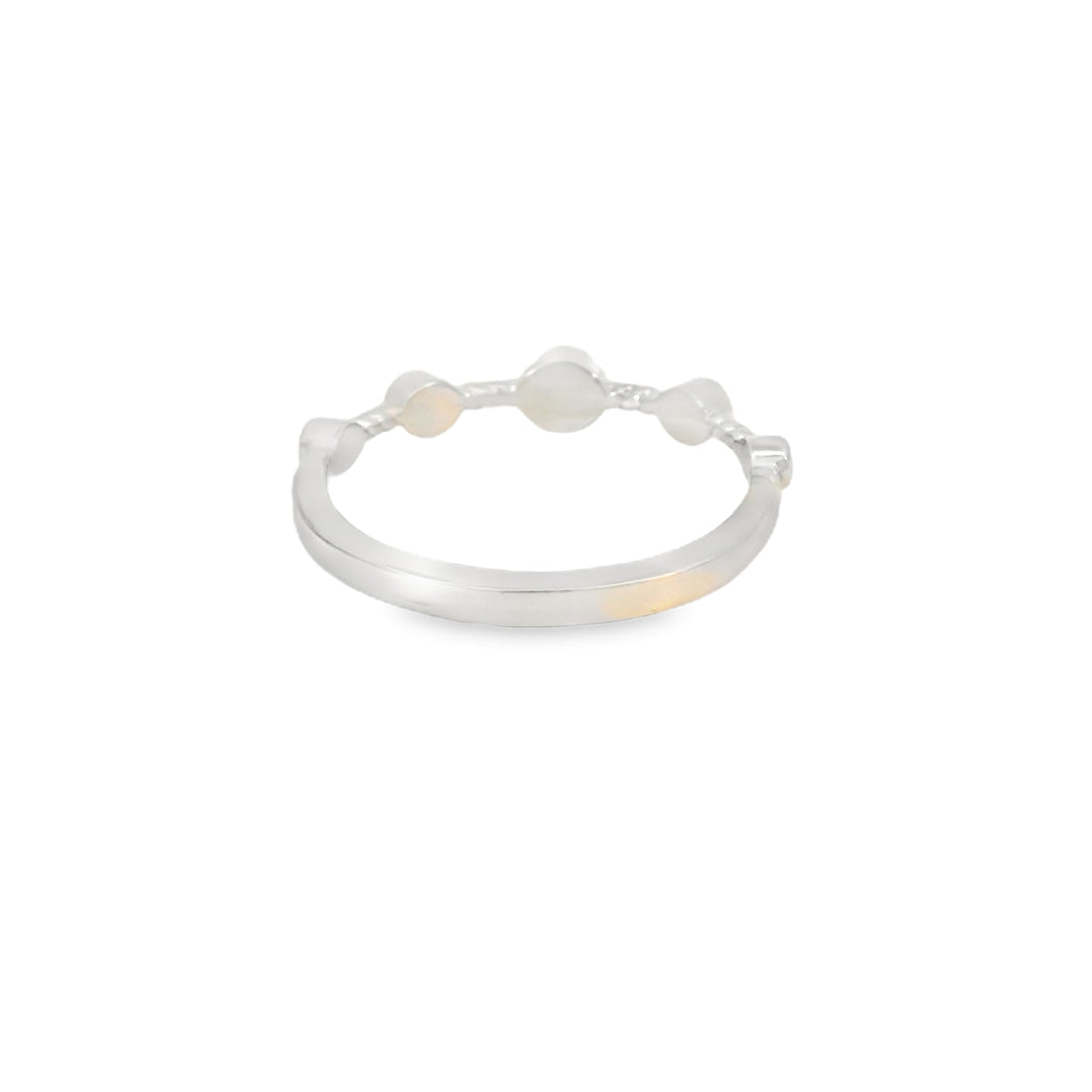 White Lab Opal Circles Sterling Silver Ring