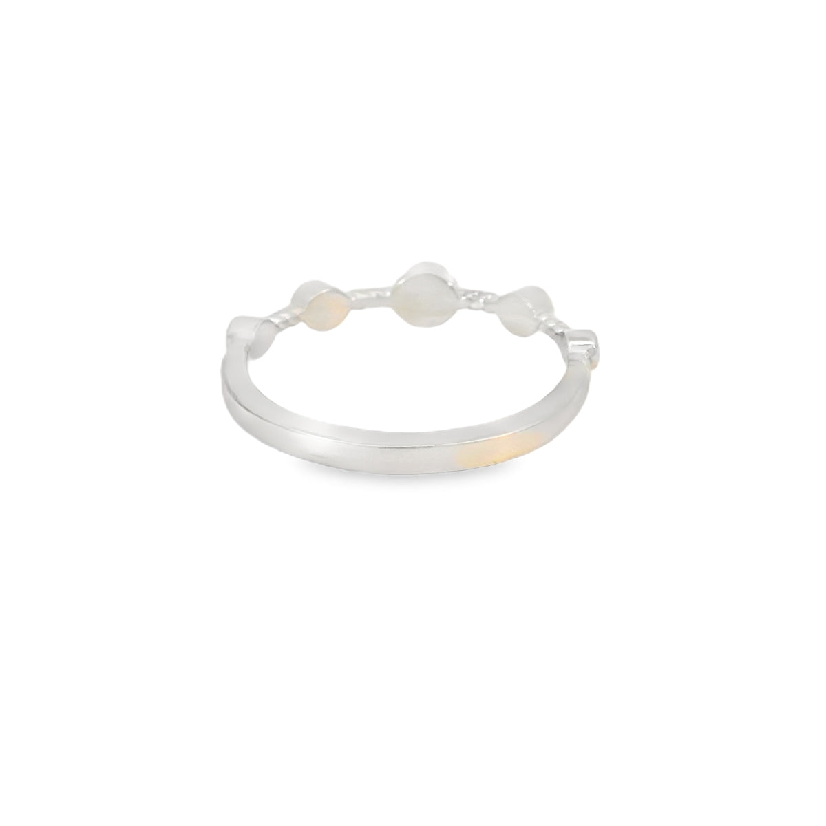 White Lab Opal Circles Sterling Silver Ring