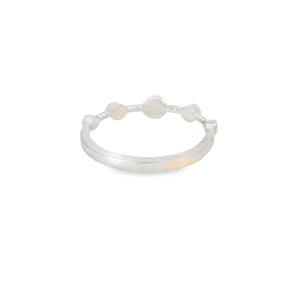 White Lab Opal Circles Sterling Silver Ring