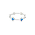 Lab Opal Blue Rhombus Band Sterling Silver Ring