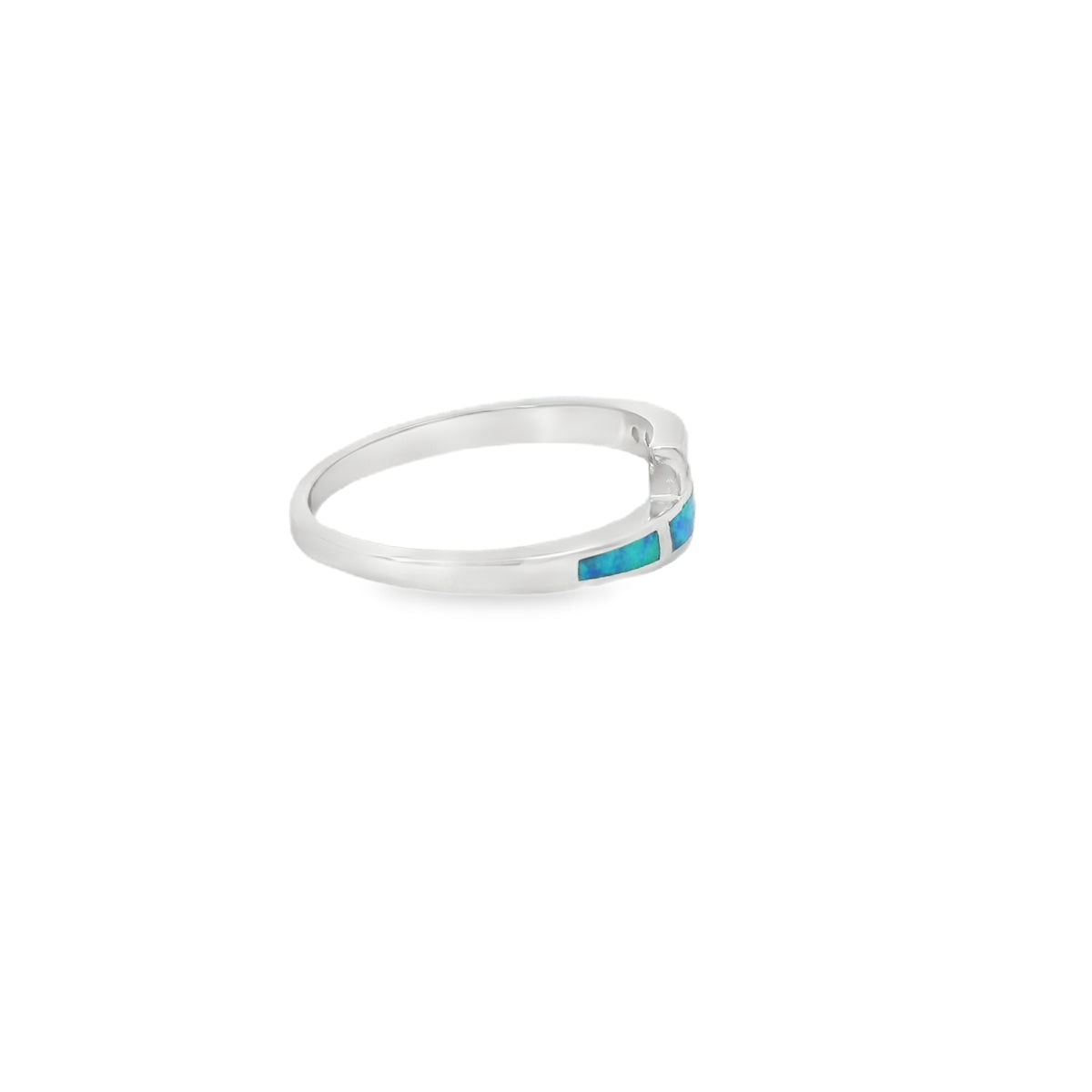 Lab Opal Ring With Cubic Zirconia (Blue)