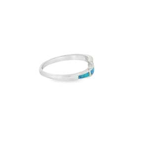 Lab Opal Ring With Cubic Zirconia (Blue)