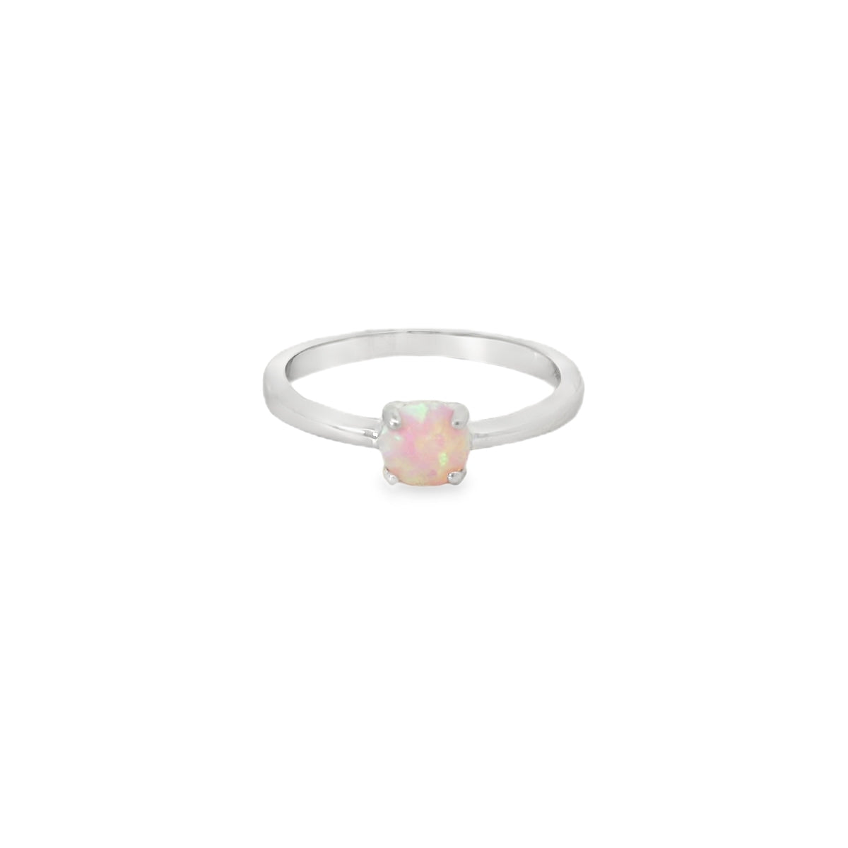 Round 6mm Pink Lab Opal Ring
