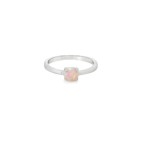 Round 6mm Pink Lab Opal Ring