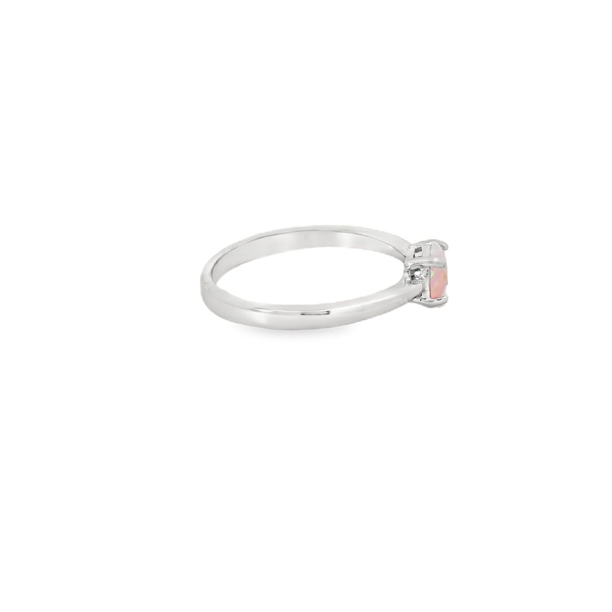 Round 6mm Pink Lab Opal Ring