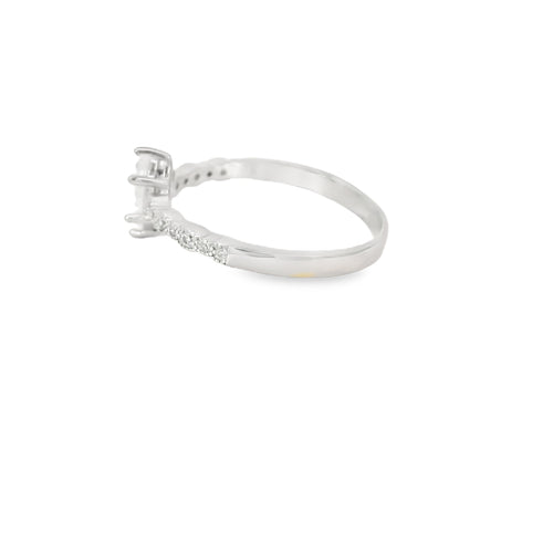 8x4 Marquise cut white lab opal with cubic zirconia sterling silver ring