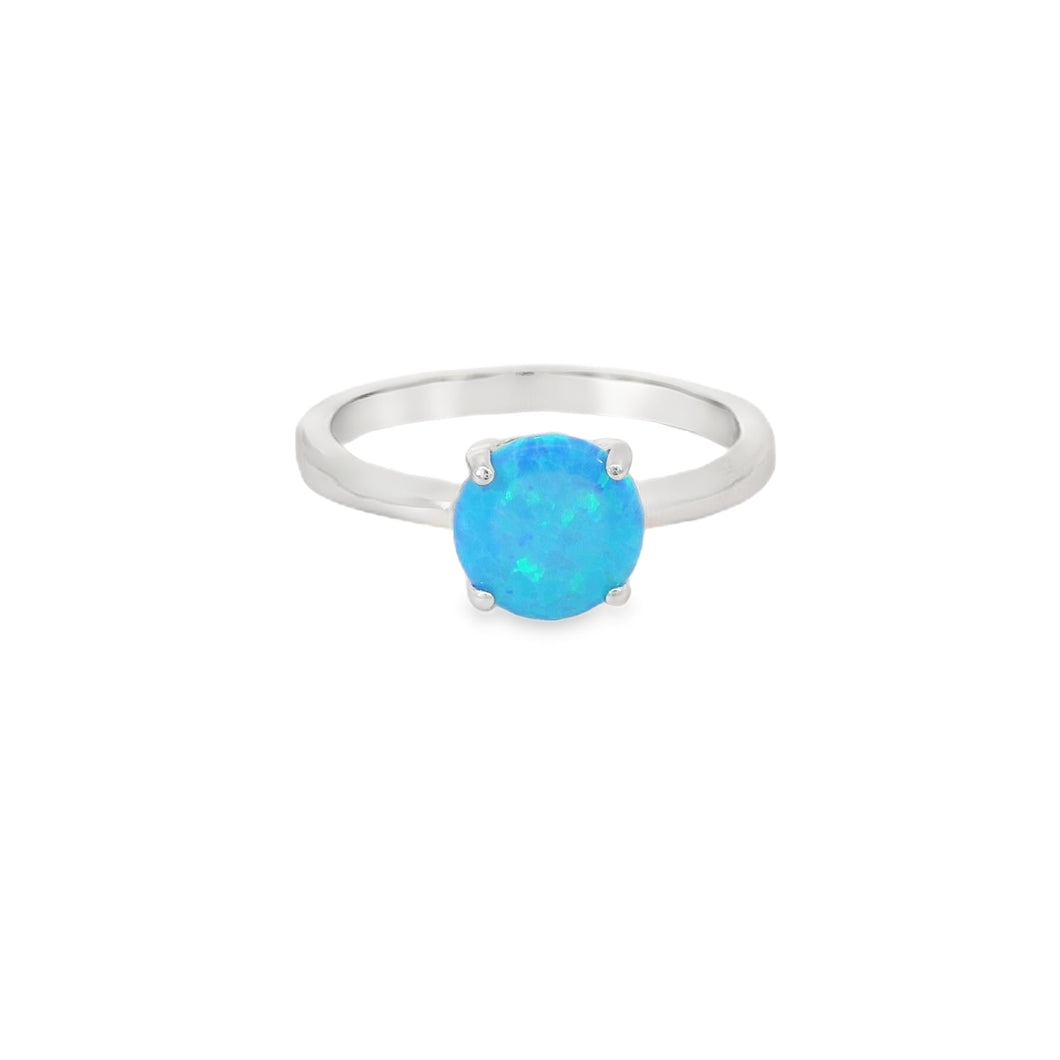 Round 8mm Blue Lab Opal Ring