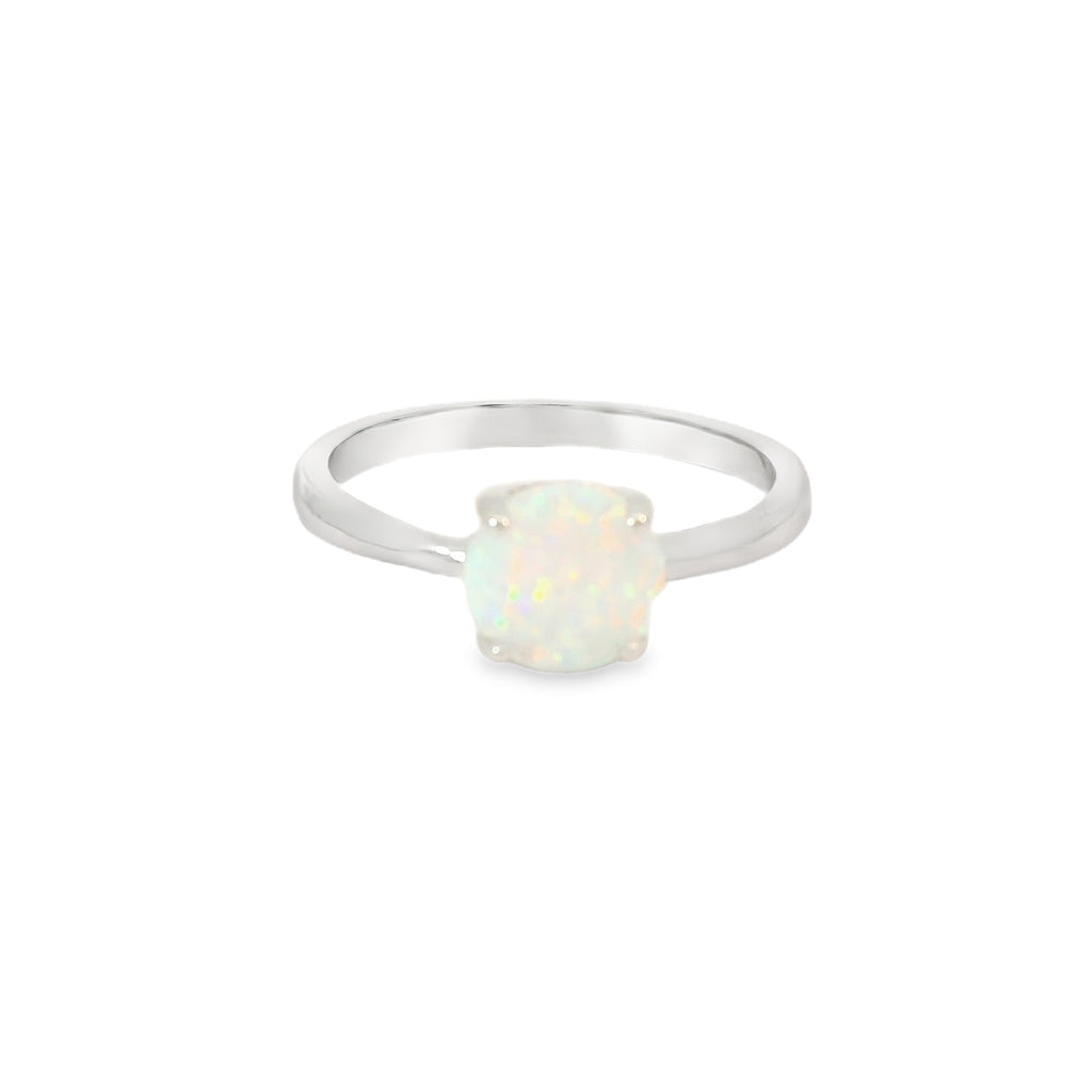 Round 8mm Blue Lab Opal Ring