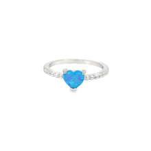 Load image into Gallery viewer, Blue lab opal heart sterling silver ring