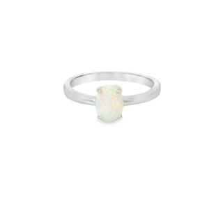 White Lab Opal 8x6mm Oval Ring