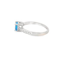Load image into Gallery viewer, Round Blue Lab Opal With Cubic Zirconia