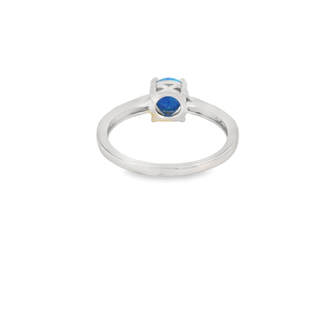 Round Blue Lab Opal With Cubic Zirconia