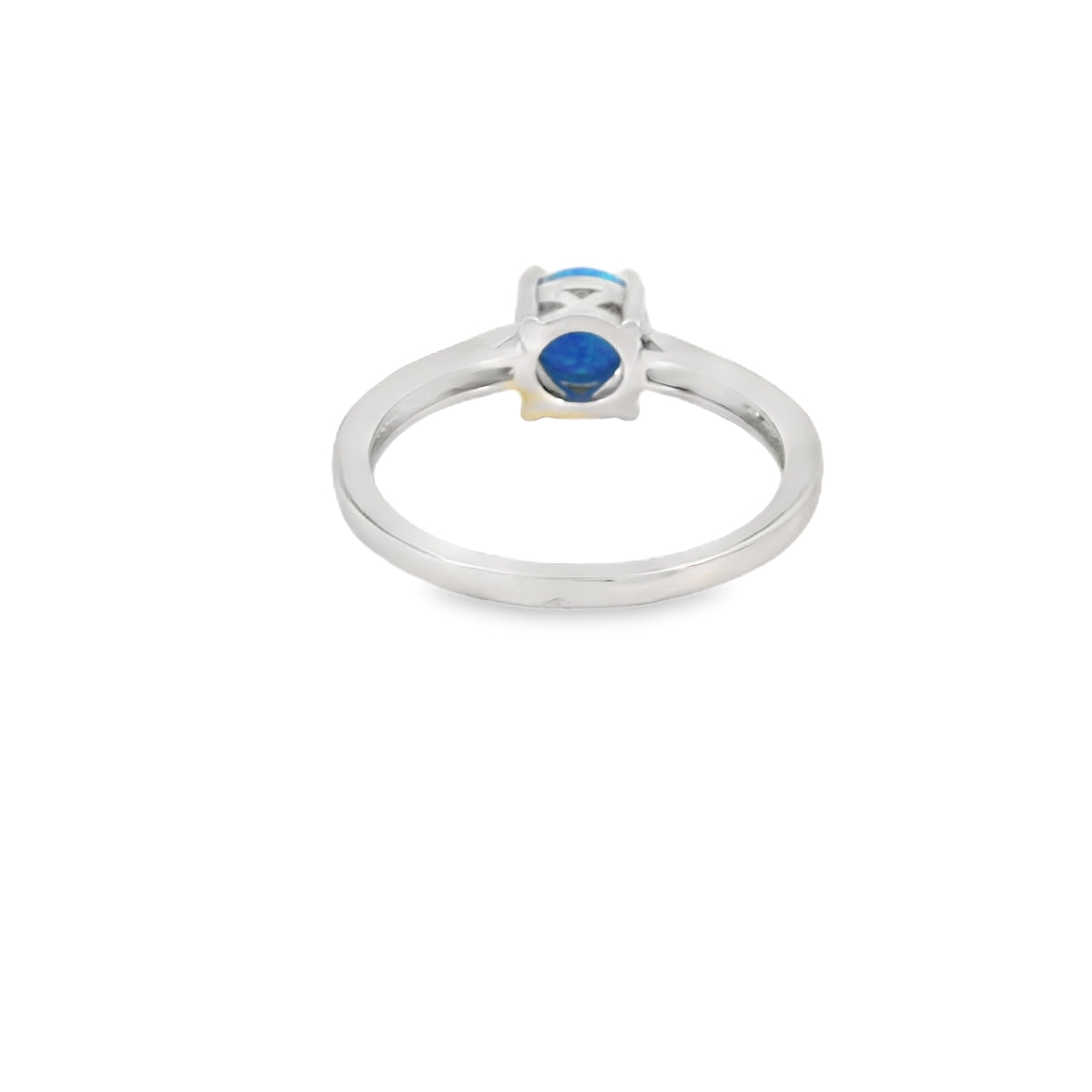 Round Blue Lab Opal With Cubic Zirconia