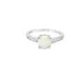 Round White Lab Opal Cubic Zirconia Ring