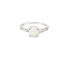 Load image into Gallery viewer, Round White Lab Opal Cubic Zirconia Ring