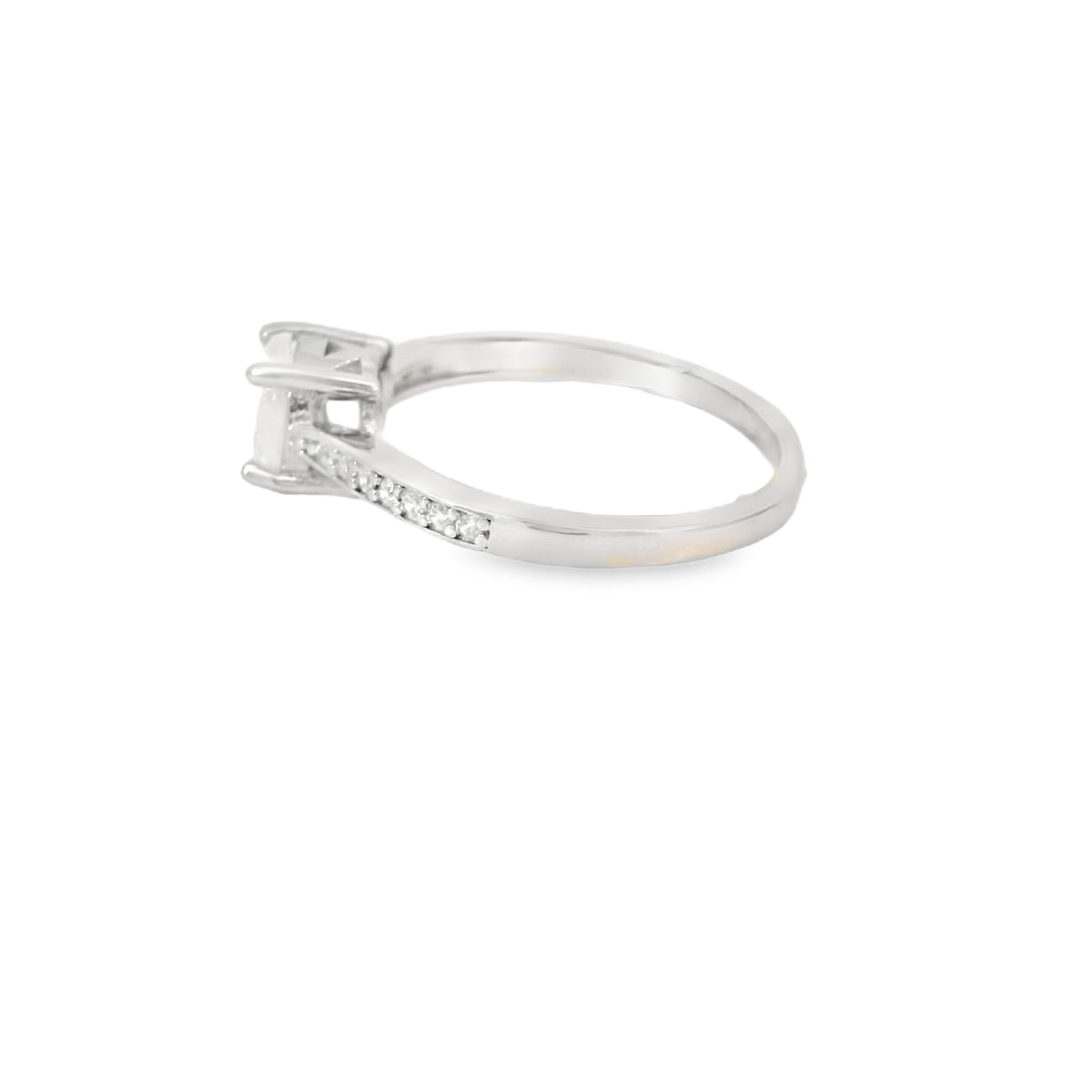 Round White Lab Opal Cubic Zirconia Ring
