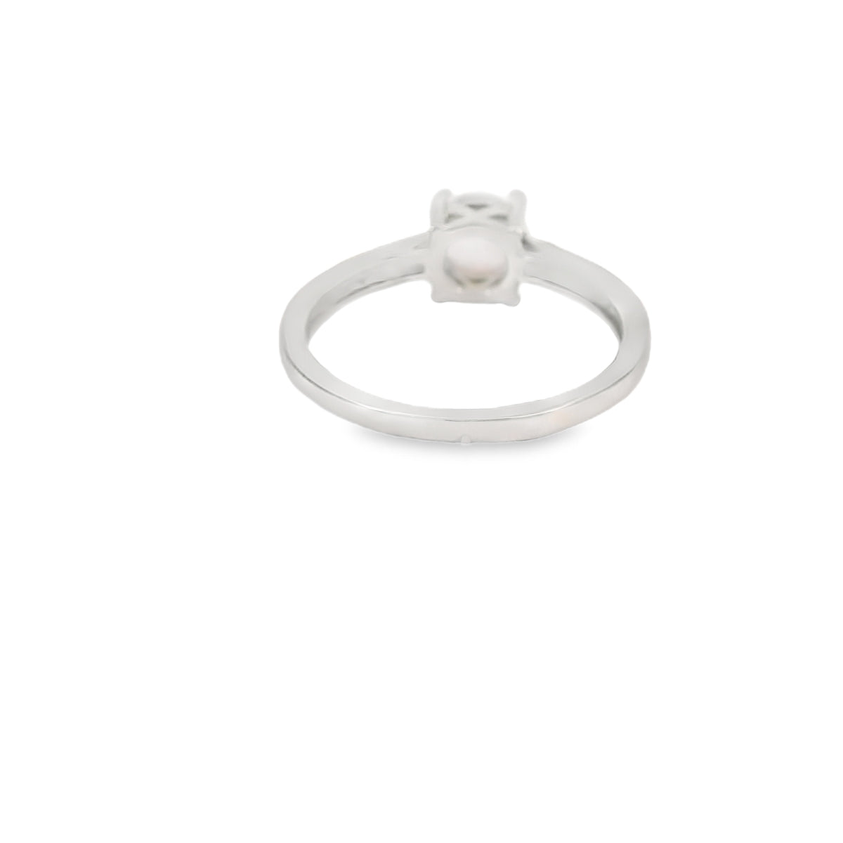 Round White Lab Opal Cubic Zirconia Ring