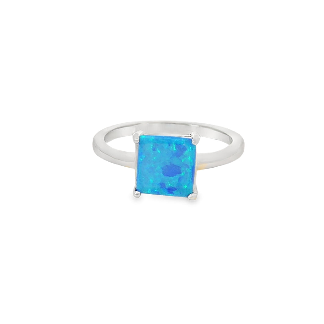Square Blue Lab Opal Ring
