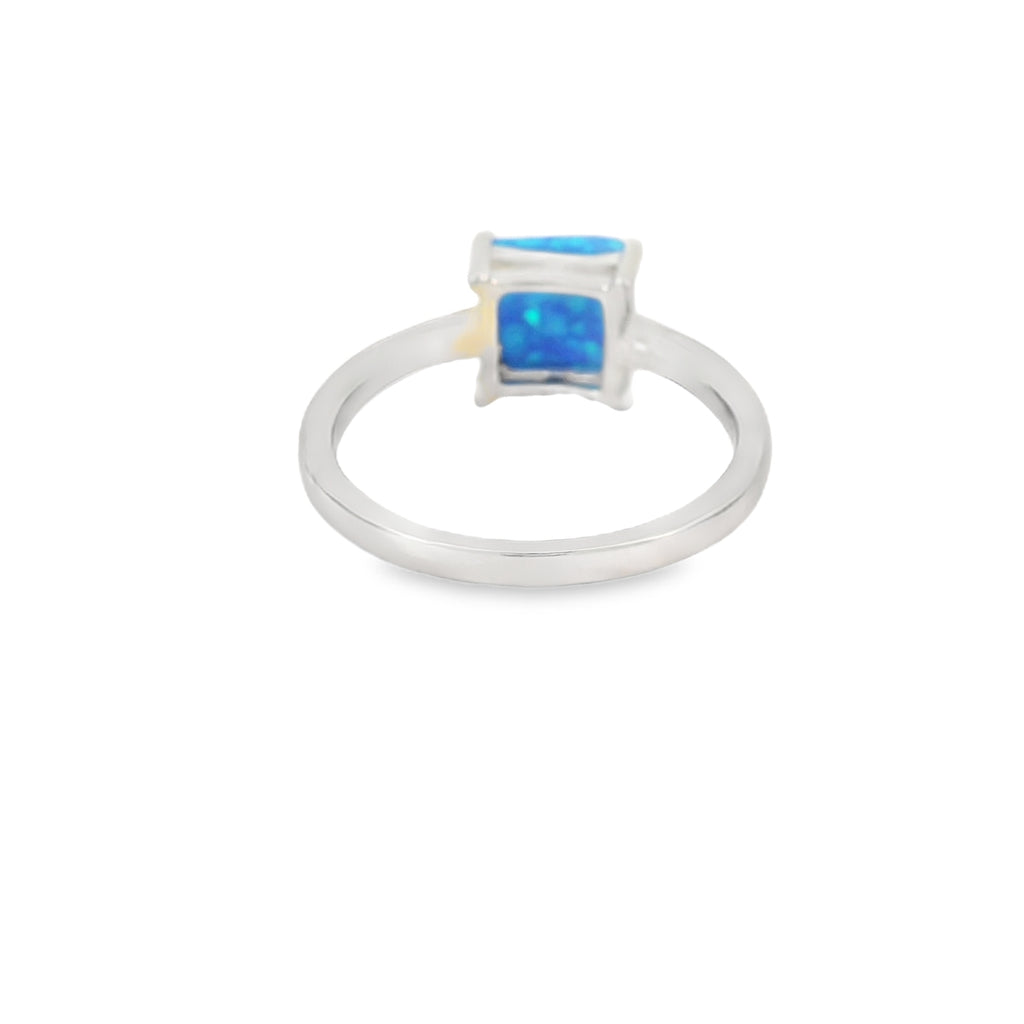 Square Blue Lab Opal Ring