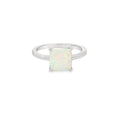 Square White Lab Opal Ring