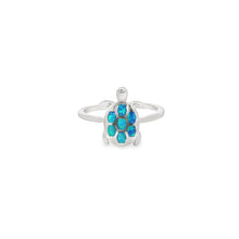 Load image into Gallery viewer, Blue lab opal turtle sterling silver ring