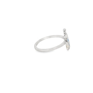 Blue lab opal turtle sterling silver ring