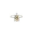 White lab opal turtle sterling silver ring
