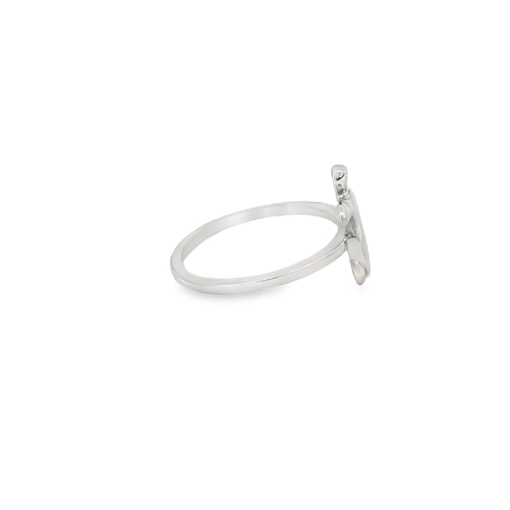 White lab opal turtle sterling silver ring