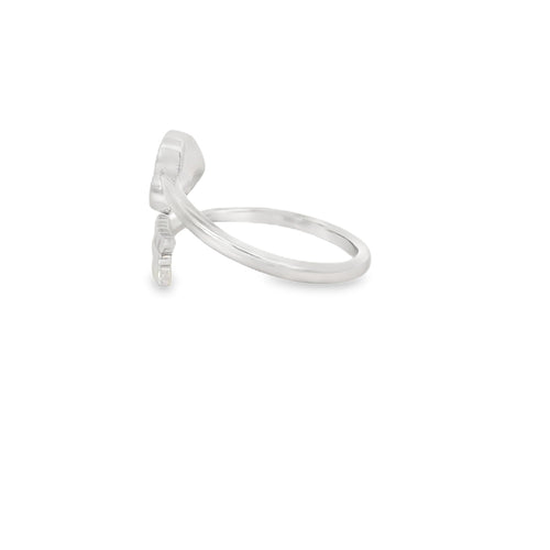 Blue lab opal heart arrow sterling silver ring