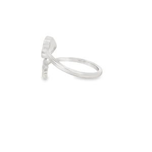 Blue lab opal heart arrow sterling silver ring